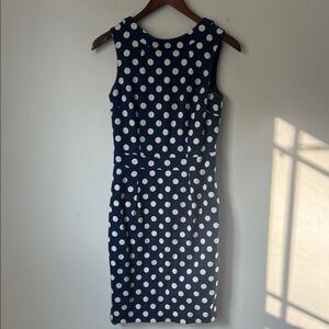 Boden Navy and White Polka Dot Midi Dress